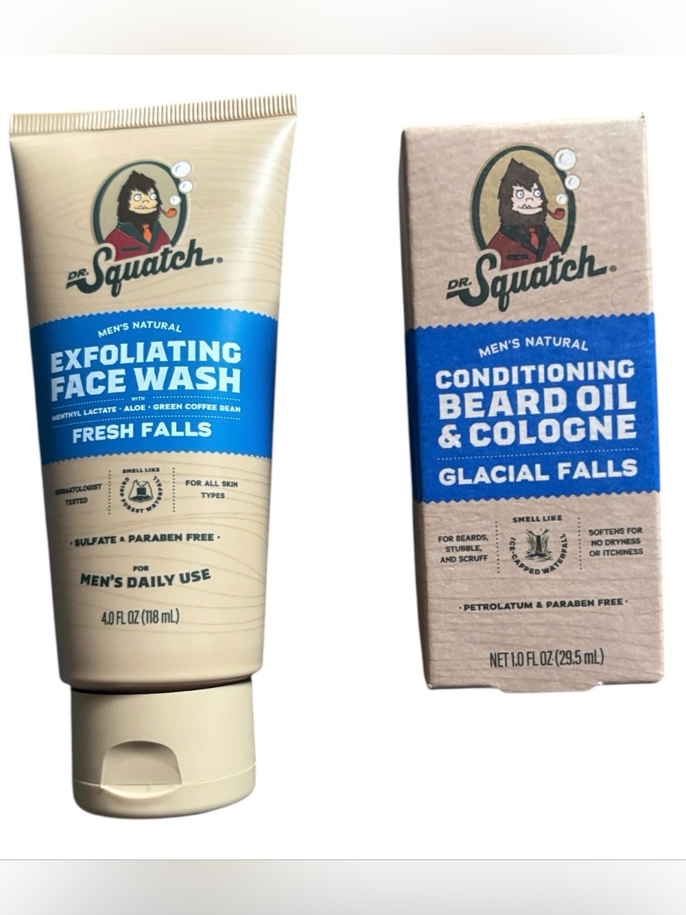 Dr. Squatch BUNDLE | Beard Oil & Cologne Glacial Falls Face Wash Fresh Falls 2